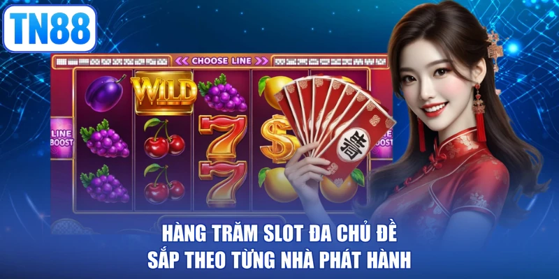 Hàng trăm slot đa chủ đề sắp theo từng nhà phát hành